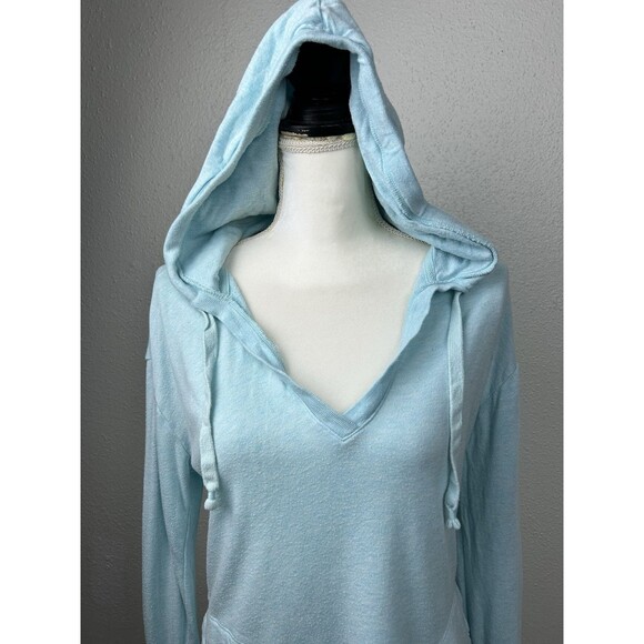 Athleta No Rush Drawstring V-Neck Sweatshirt Pullover Hoodie -Teal Size Small - Picture 2 of 11